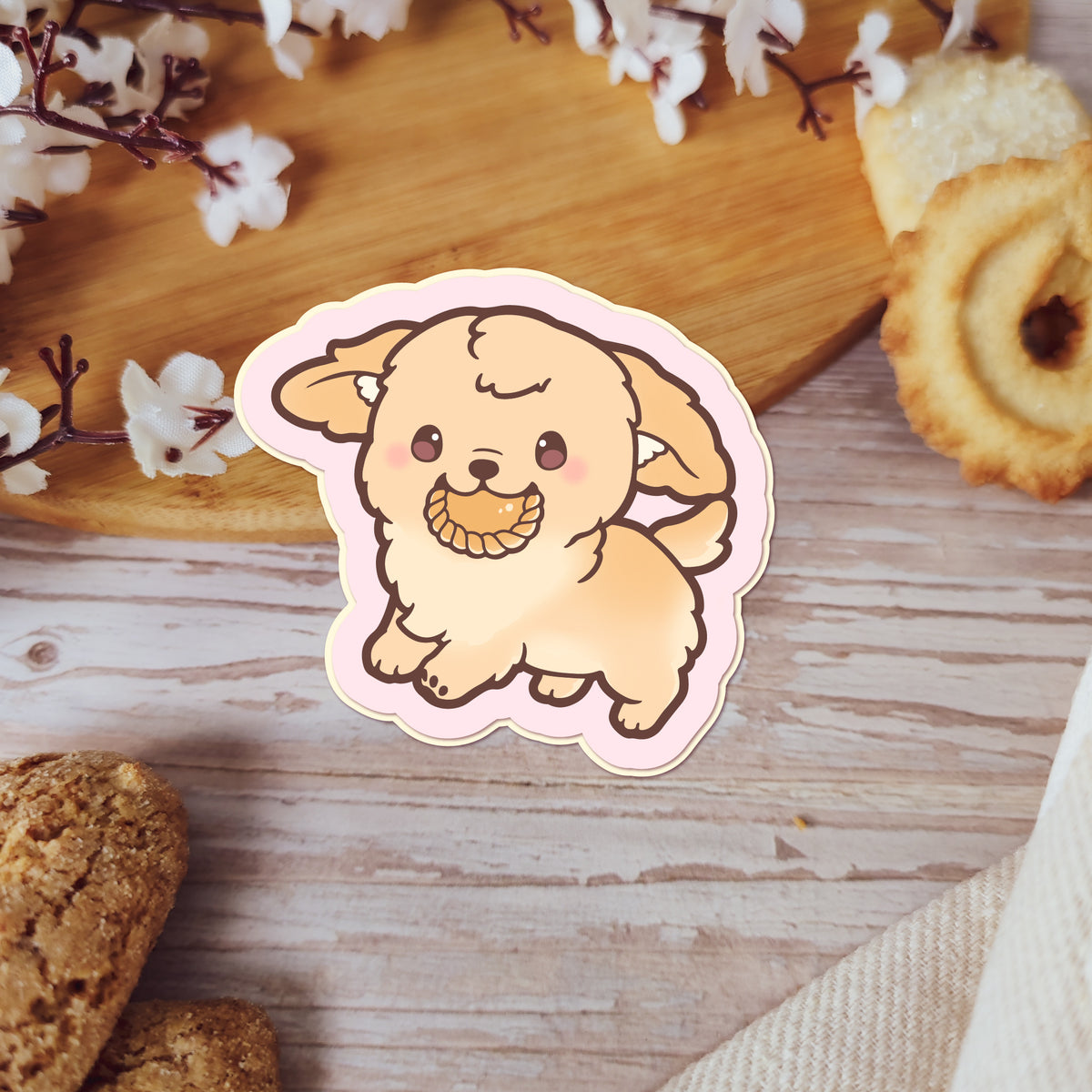 Golden Retriever puppy JUMBO vinyl sticker BAUKERY Quirkory