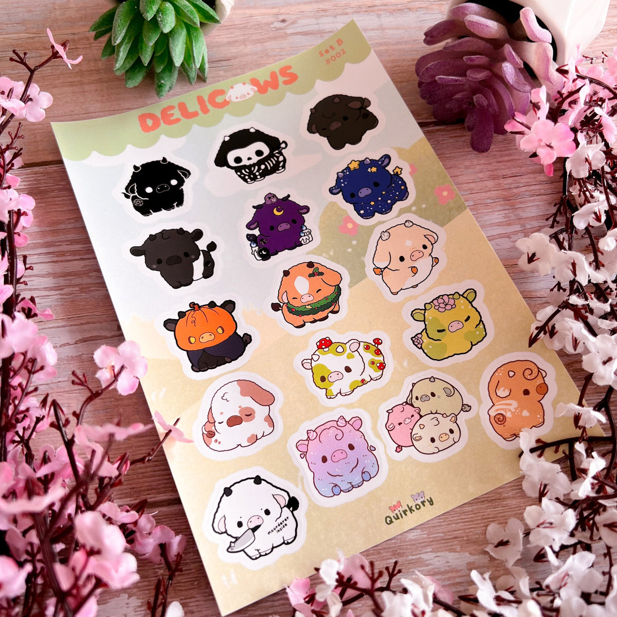 Set B Vinyl Sticker Sheet | Delicows – Quirkory